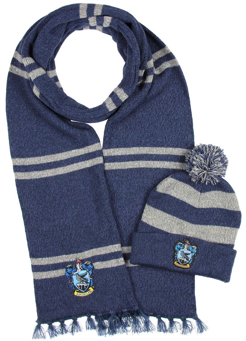 Bioworld Harry Potter Hogwarts Houses Knit Ravenclaw Scarf & Pom Beanie Set (Ravenclaw) - Image 1