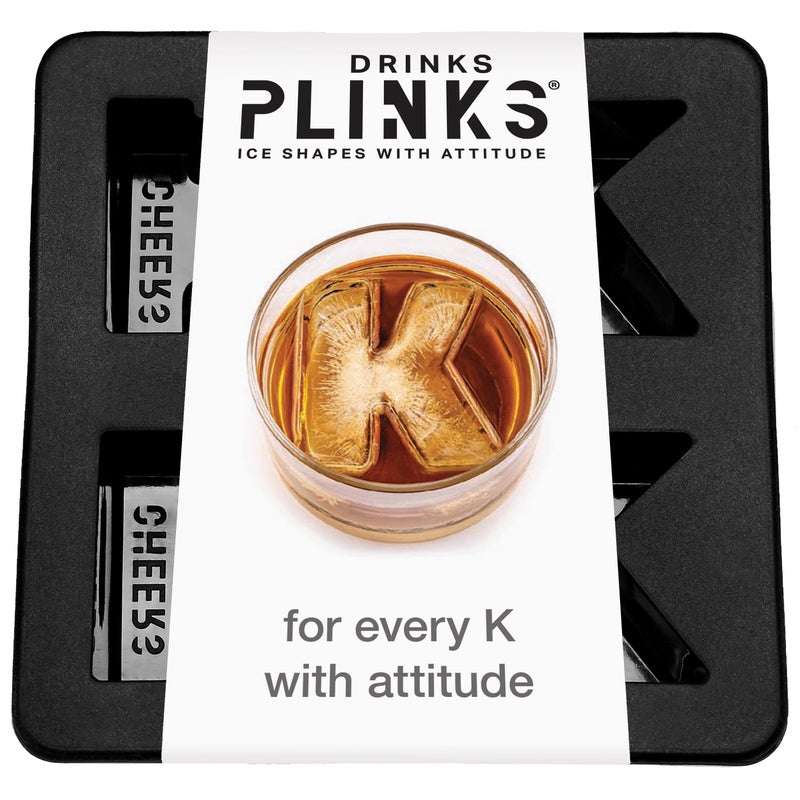 DRINKSPLINKS Silicone Ice Cube Mold Tray  Custom Letter K Personalized Monogram Big Ice Cube Molds for Whiskey Bourbon Cocktails and Customized Gifts with Initials Alphabet Mold for Every Name