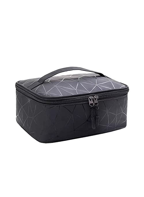 LIGHTNIING HAMMERZ Lightniing Hammerz Makeup Pouch Travel Cosmetic Organizer Vanity Toiletry Storage Bag Organizer for Women Girls Black  - Image 1