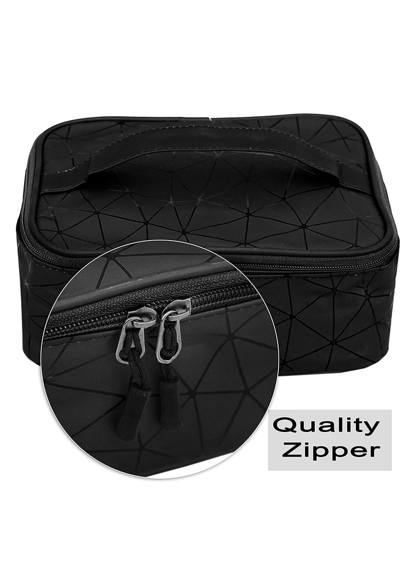 LIGHTNIING HAMMERZ Lightniing Hammerz Makeup Pouch Travel Cosmetic Organizer Vanity Toiletry Storage Bag Organizer for Women Girls Black  - Image 4