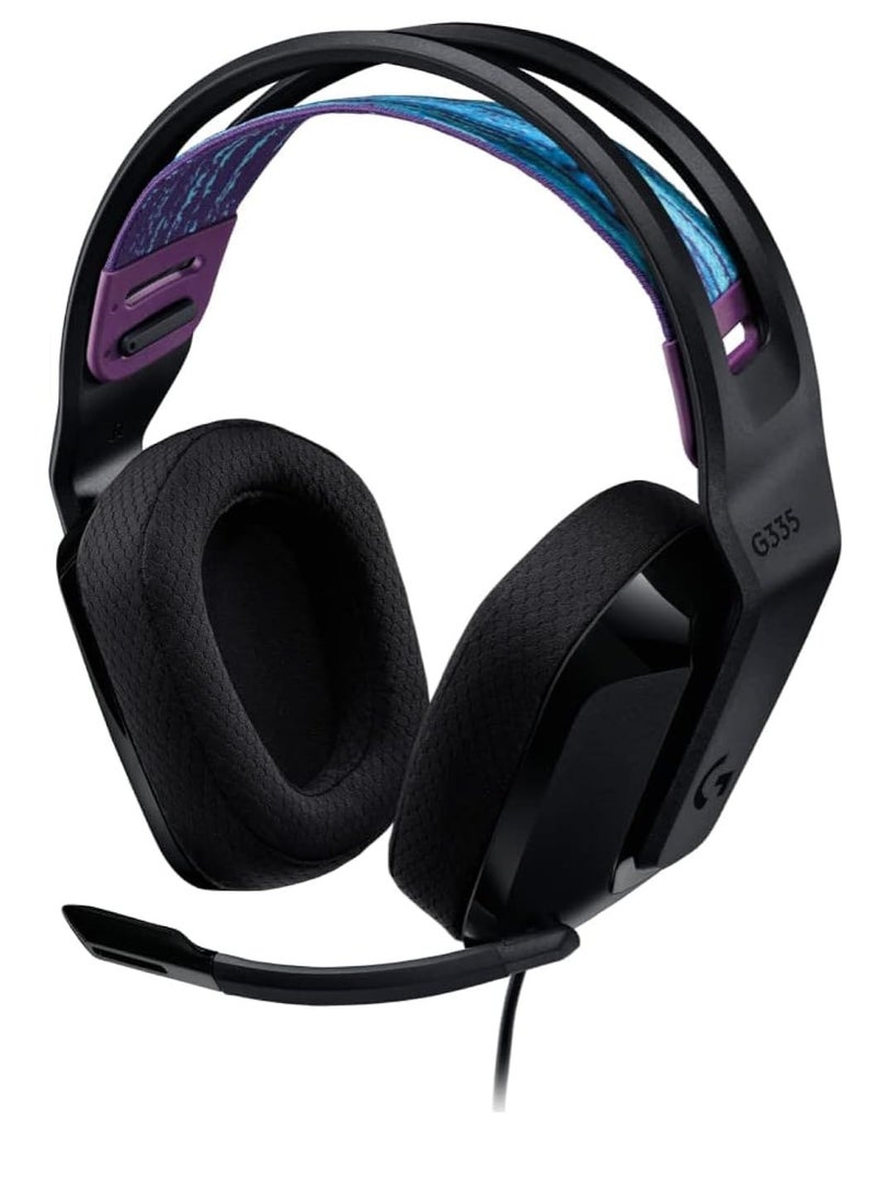 TECH G335 Wired Gaming Headset, With Microphone, 3.5mm Audio Jack, Comfortable Memory Foam Earpads, Lightweight, Compatible With Pc, Playstation, Xbox, Nintendo Switch - Black - Image 1