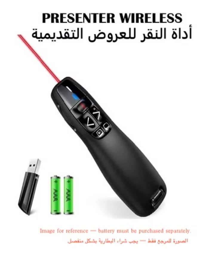 مونستون كرييشونز جهاز تحكم عن بعد لاسلكي R400 بتردد 2.4GHz، جهاز عرض USB لاسلكي، قلم ليزر أحمر لمؤشرات PowerPoint، جهاز نقرة PPT للعروض التقديمية - Image 1