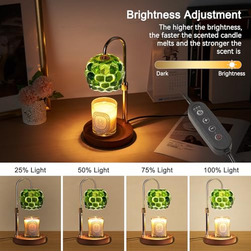 TSJ Home Candle Warmer Lamp with Timer Adjustable - Height Candle Warmer, Dimmer, Vintage Glass Wax Melting Lamps for Home Decor, for Candles in Jars with 2 Bulbs - Image 3