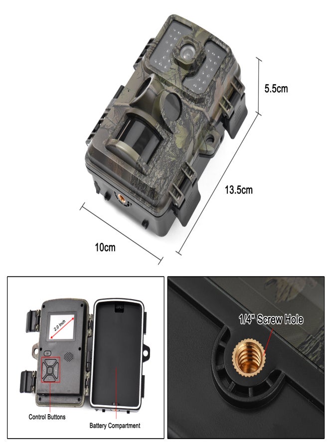 4K Trail Camera 16MP Wildlife Scouting Camera Tracking Camera with 2.0 Inch TFT Color Screen Dual PIR Sensors 0.5s Trigger Time Supports Infrared Night Vision Motion Activated IP66 Waterproof - Image 2