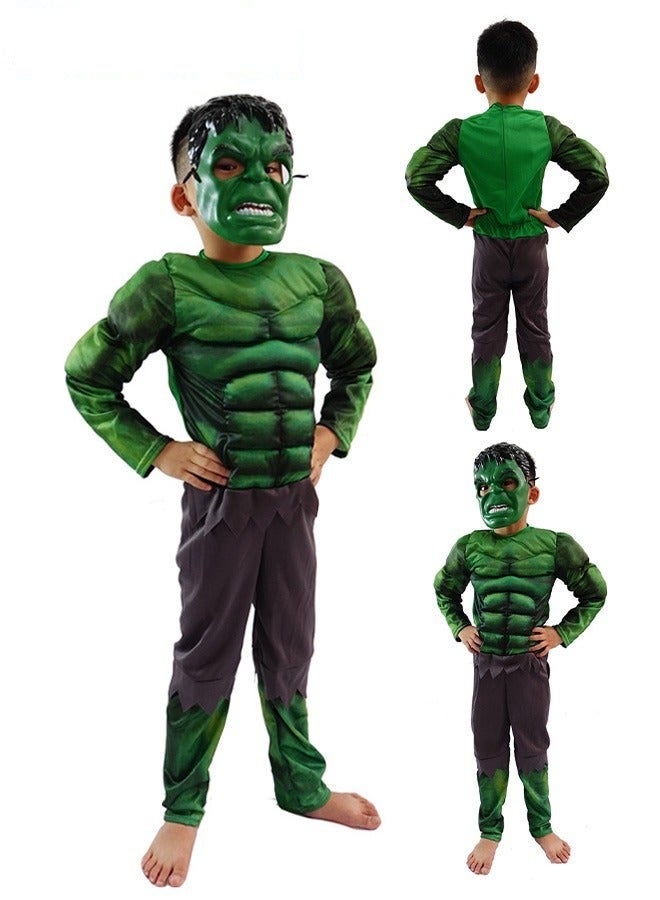 Boys' Hulk Muscle Costume Set with Mask for Carnival Party Pretend Play Roleplaying Kit, Size: S - Image 1