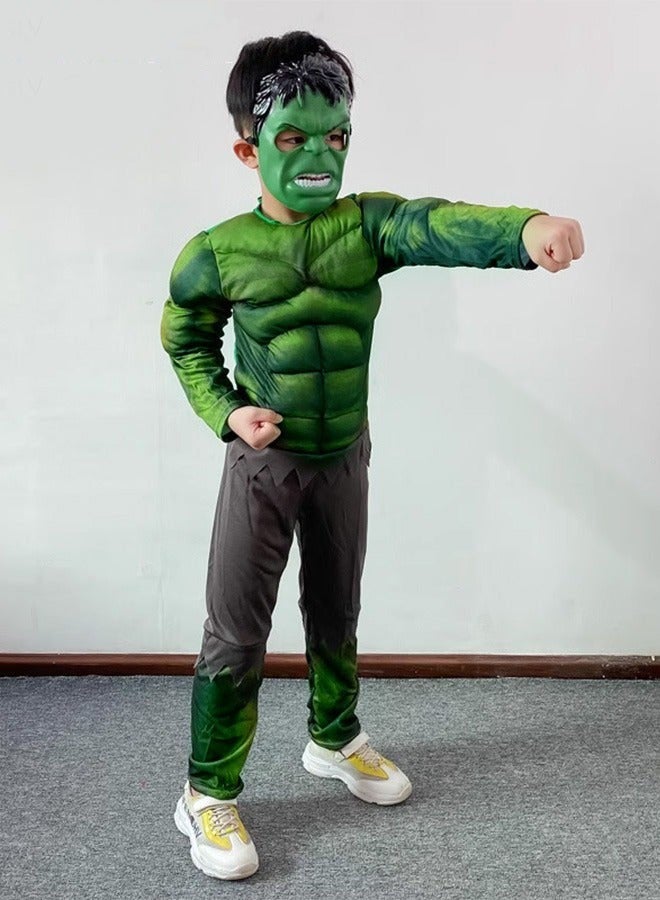 Boys' Hulk Muscle Costume Set with Mask for Carnival Party Pretend Play Roleplaying Kit, Size: S - Image 3