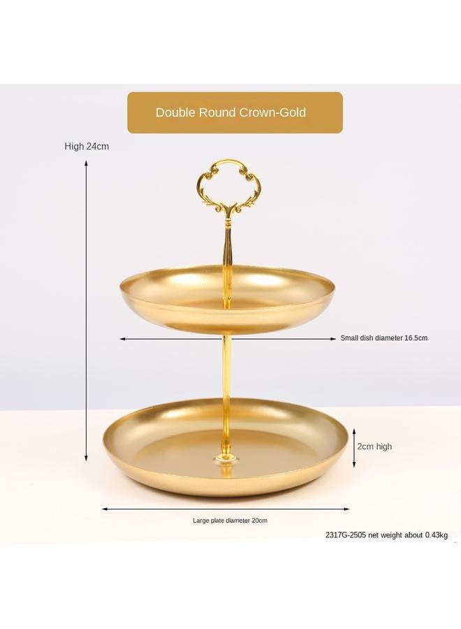 Bluejw Light Luxury Double Layer Wrought Iron Fruit Plate Home Living Room Coffee Table Light Luxury Internet Trendy Fruit Plate Home Snacks Nut Storage Plate - Image 1