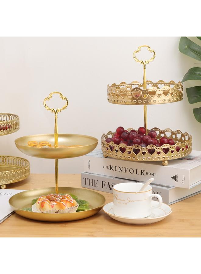 Bluejw Light Luxury Double Layer Wrought Iron Fruit Plate Home Living Room Coffee Table Light Luxury Internet Trendy Fruit Plate Home Snacks Nut Storage Plate - Image 3