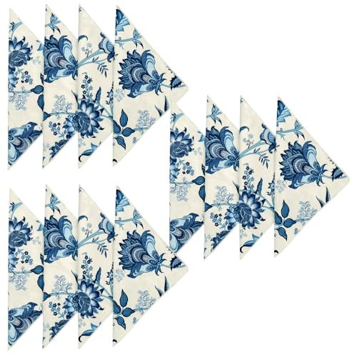 Cloth Napkins for Wedding Reception Easter Table Dcor Linens Blue Floral Fabric Use with Tablecloth for Tablescapes Settings 18 x 18 Dinner 100 Cotton Washable Soft Reusable Set of 12