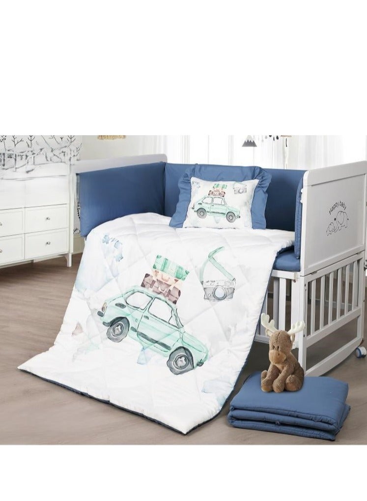 هورس مفرش سرير حواجز سرير اطفال 5 قطع صيفي ليمنح طفلك الراحة من المايكروفايبر ، 5 قطع مقاس اللحاف 132x104سم - Image 1