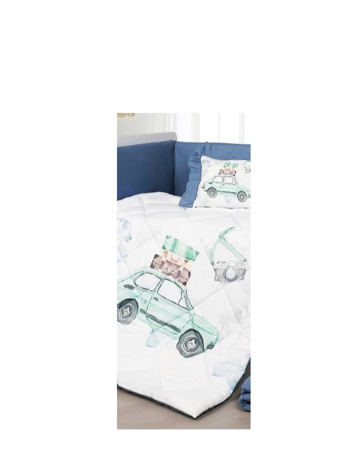 هورس مفرش سرير حواجز سرير اطفال 5 قطع صيفي ليمنح طفلك الراحة من المايكروفايبر ، 5 قطع مقاس اللحاف 132x104سم - Image 3