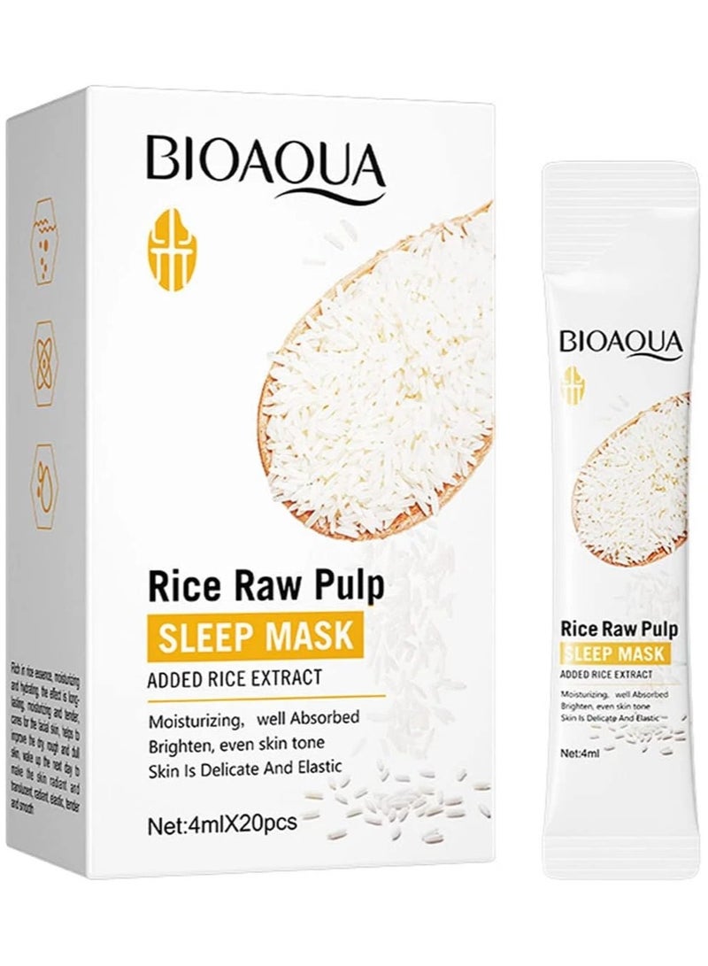 BIOAQUA 20 Pcs BIOAQUA Raw Rice Pulp Sleeping Masks Moisturizing Firming Facial Mask Skin Care Sleeping Face Masks - Image 2