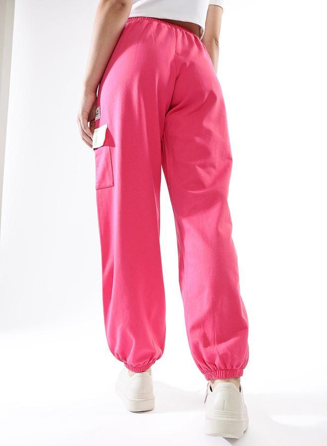 Hubberholme Women's Pink Terry Printed Regular Length Jogger Track Pant - Image 5