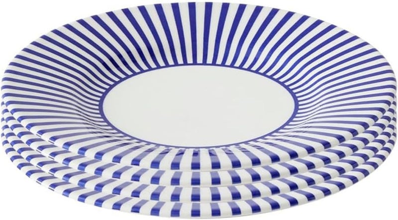 Spode Spode Steccato Collection  875 Salad Plate Stripe Cobalt Blue Set of 4  Earthenware  Microwave and Dishwasher Safe  Made in England  Serving Plate for Salad Pasta or Appetizers  - Image 2