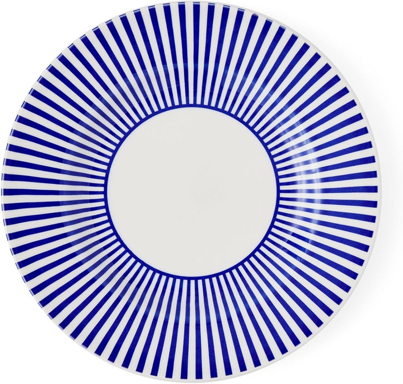 Spode Spode Steccato Collection  875 Salad Plate Stripe Cobalt Blue Set of 4  Earthenware  Microwave and Dishwasher Safe  Made in England  Serving Plate for Salad Pasta or Appetizers  - Image 4