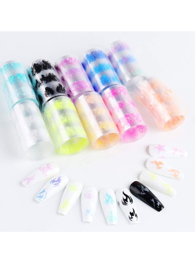 Excefore Luminous Nail Art Supplies Self Adhesive Nail Decals Flame Star Moon Heart Designer Nail Stickers for Women Acrylic Nails Design Manicure Art Decorations - Image 2