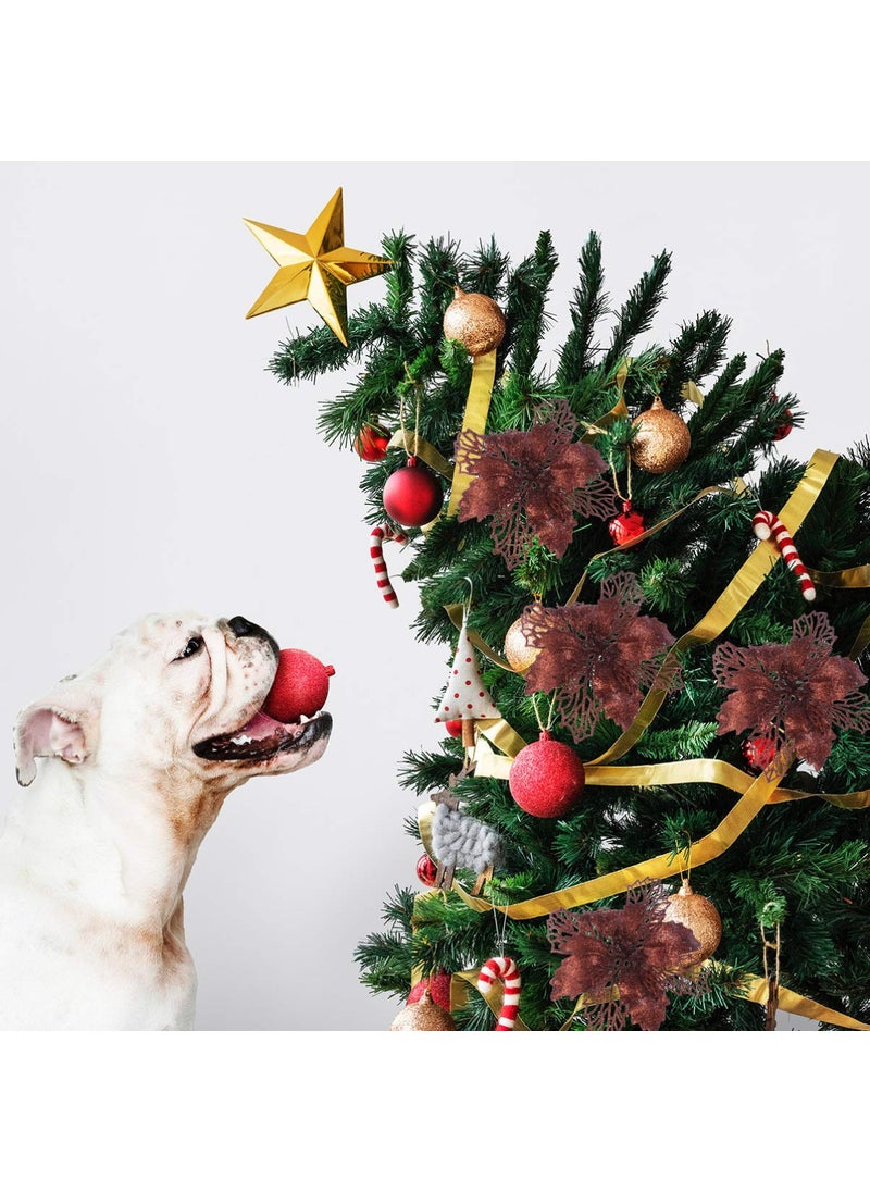 Toyvian Toyvian 12pcs Glitter Poinsettia Ornaments Christmas Tree Decorations Xmas Tree Pendant Artificial Floral Christmas Flowers Xmas Tree Christmas Wreath Decor  - Image 3