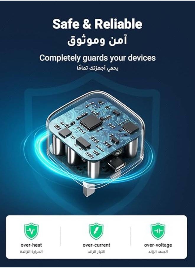 شاحن ايفون سريع 20 وات | شاحن حائط USB C سريع مع كابل USB C إلى Lightning بطول 1 متر متوافق مع iPhone 14/14 Pro/14 Pro Max/13/12/SE2020/11/XR/XS Max/X/iPad