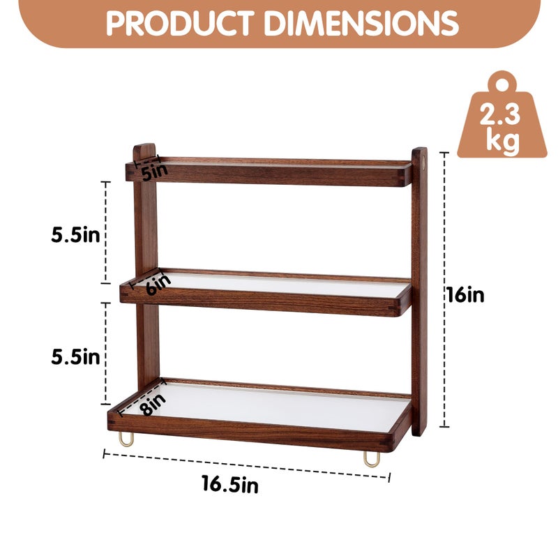 KAOTGOT Coffee Mug Holder Wooden Cup Rack,3-Tier Acrylic Home Coffee Mug Display Rack for Kitchen Countertops, Coffee Bars, for Placing Mugs, Coffee Beans, Syrup, Cups, Stirrers - Image 4