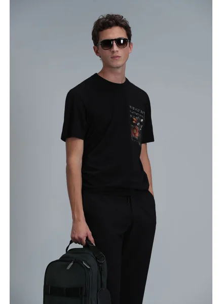 لوفيان Men's Exotic Modern Graphic T-Shirt 111020202 Black