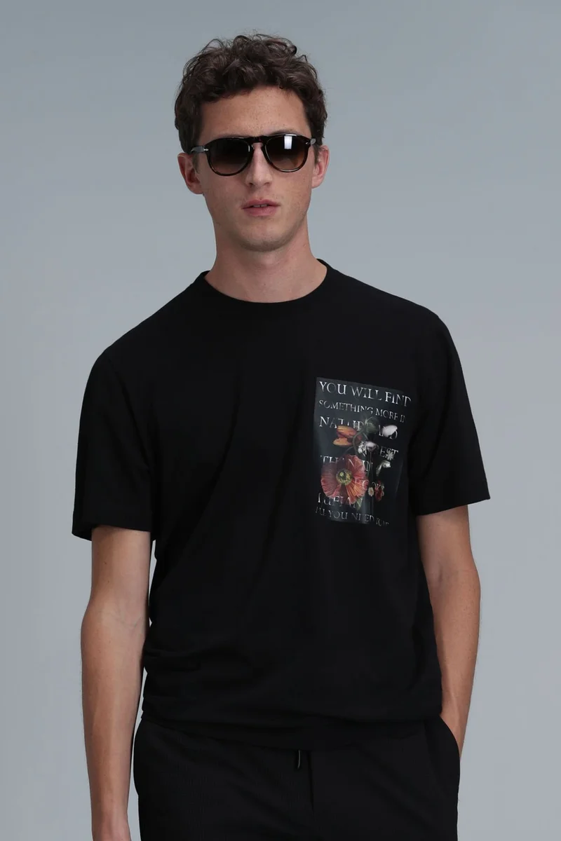 Lufian Men's Exotic Modern Graphic T-Shirt 111020202 Black