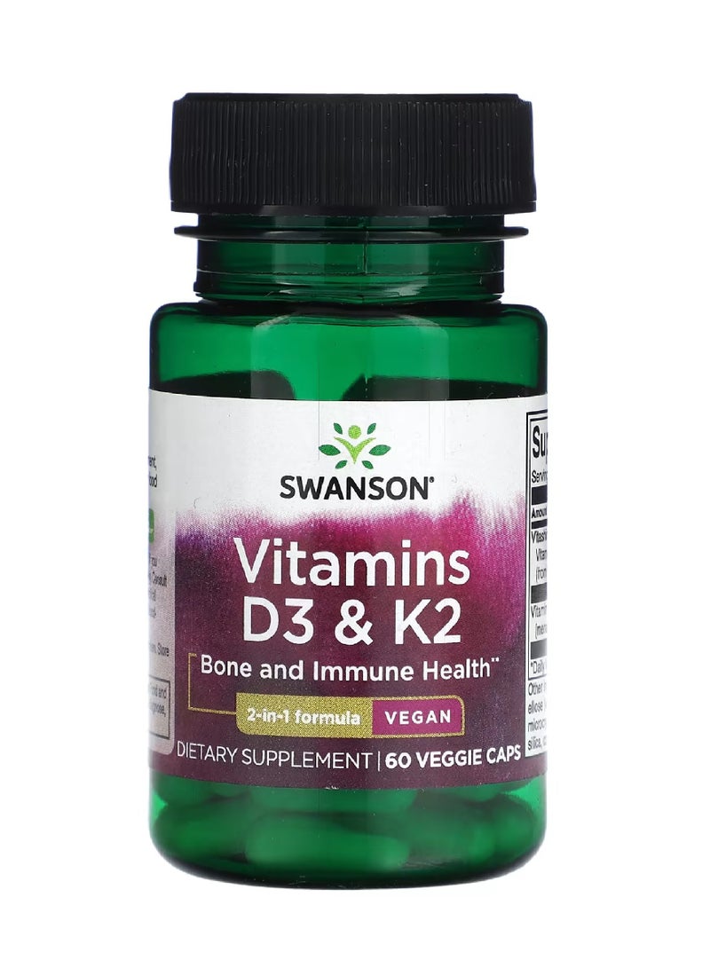 SWANSON Vitamins D3 & K2, 60 Veggie Caps - Image 1