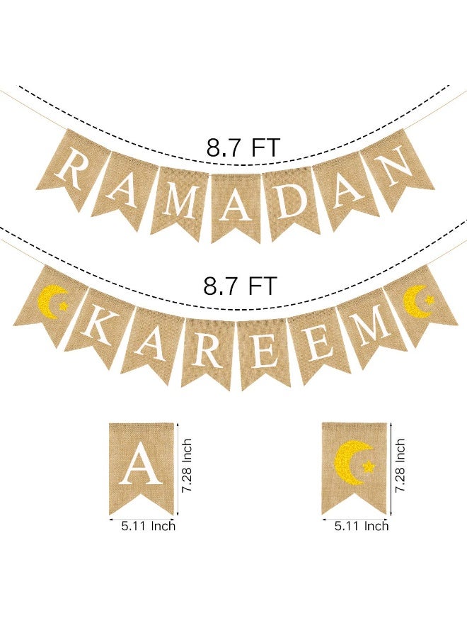 Chielor Ramadan Kareem Banner for Ramadan Decorations, Ramadan Kareem Decorations Banner with Moon and Star, Ramadan Party Decor Supplies for Home Muslim Festival - Image 2