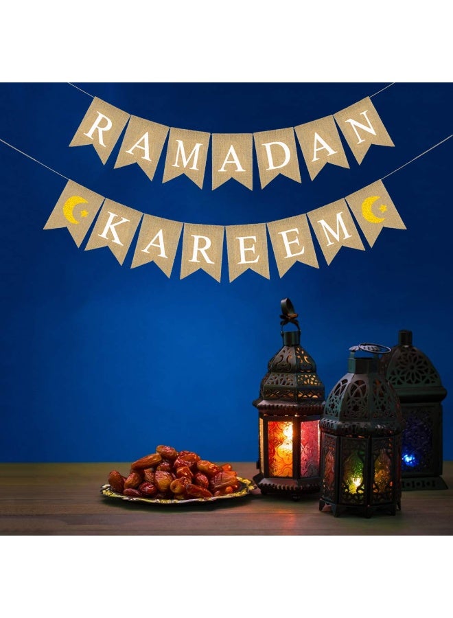 Chielor Ramadan Kareem Banner for Ramadan Decorations, Ramadan Kareem Decorations Banner with Moon and Star, Ramadan Party Decor Supplies for Home Muslim Festival - Image 4