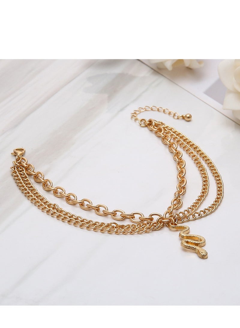Snake Anklet Bracelet Extension Chain Dainty Alloy Foot Jewelry for Women Girls Perfect Gift for Birthday Valentine's Day Golden - Image 2