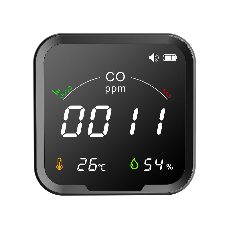 Portable Air Quality Monitor: Black Gray 3 In 1 High Accuracy - Quick Heat Dissipation CO Detector for Home Office School Warehouse Agricultural Planting - Image 1
