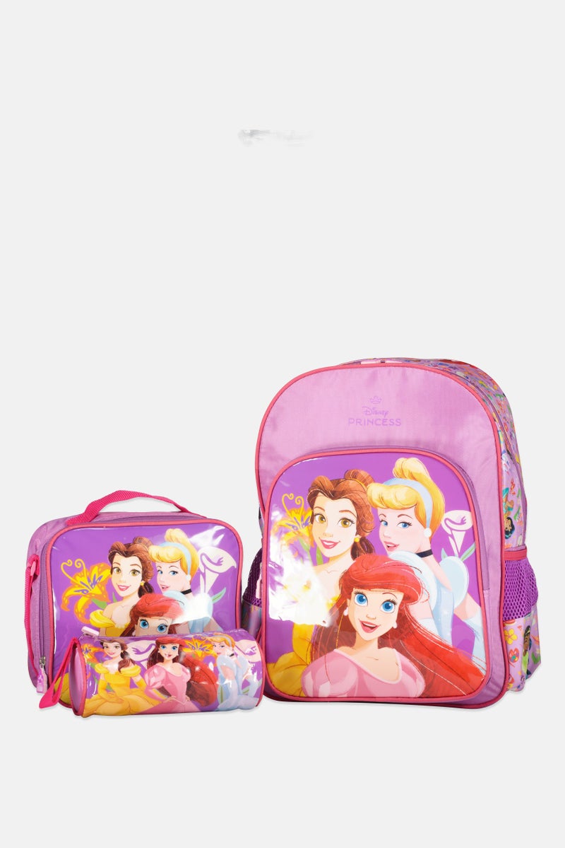 Disney Princess Kids Girl 3 In 1 Graphic Print Backpack, Multicolor - Image 1