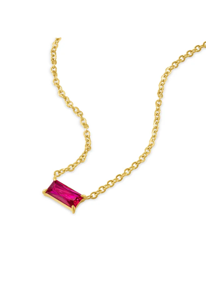 POLICE Eva Gold Necklace with Pink Dainty Pendant for Women