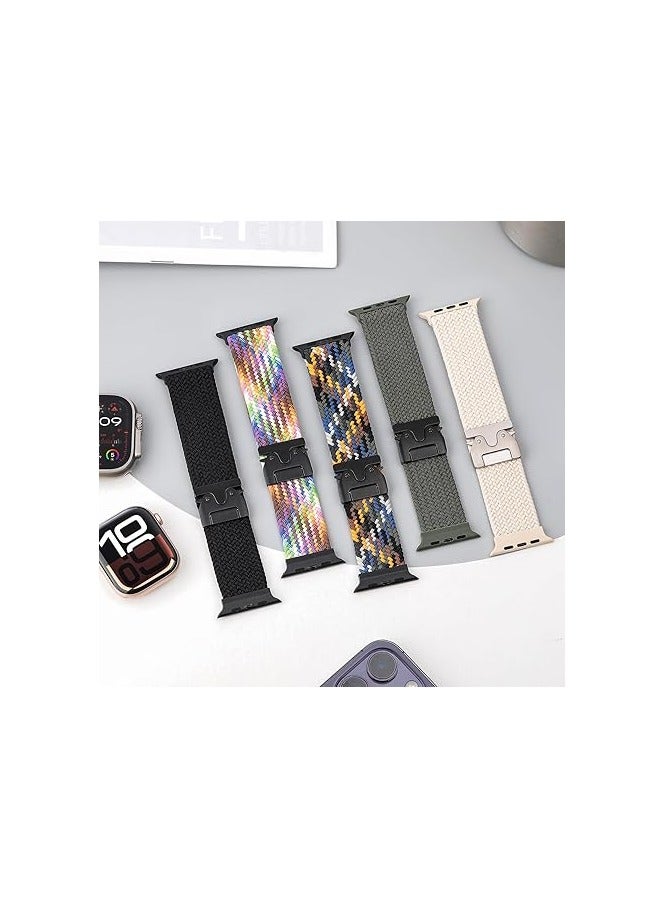 Braided Band Compatible with  Watch Ultra 1/2 49mm 46mm 45mm 44mm 42mm for Women Men Made of Breathable Polyester,Parachute Style Buckle Straps for iWatch SE Series 10 9 8 7 6 5 4 3 2 1 SE - Image 3