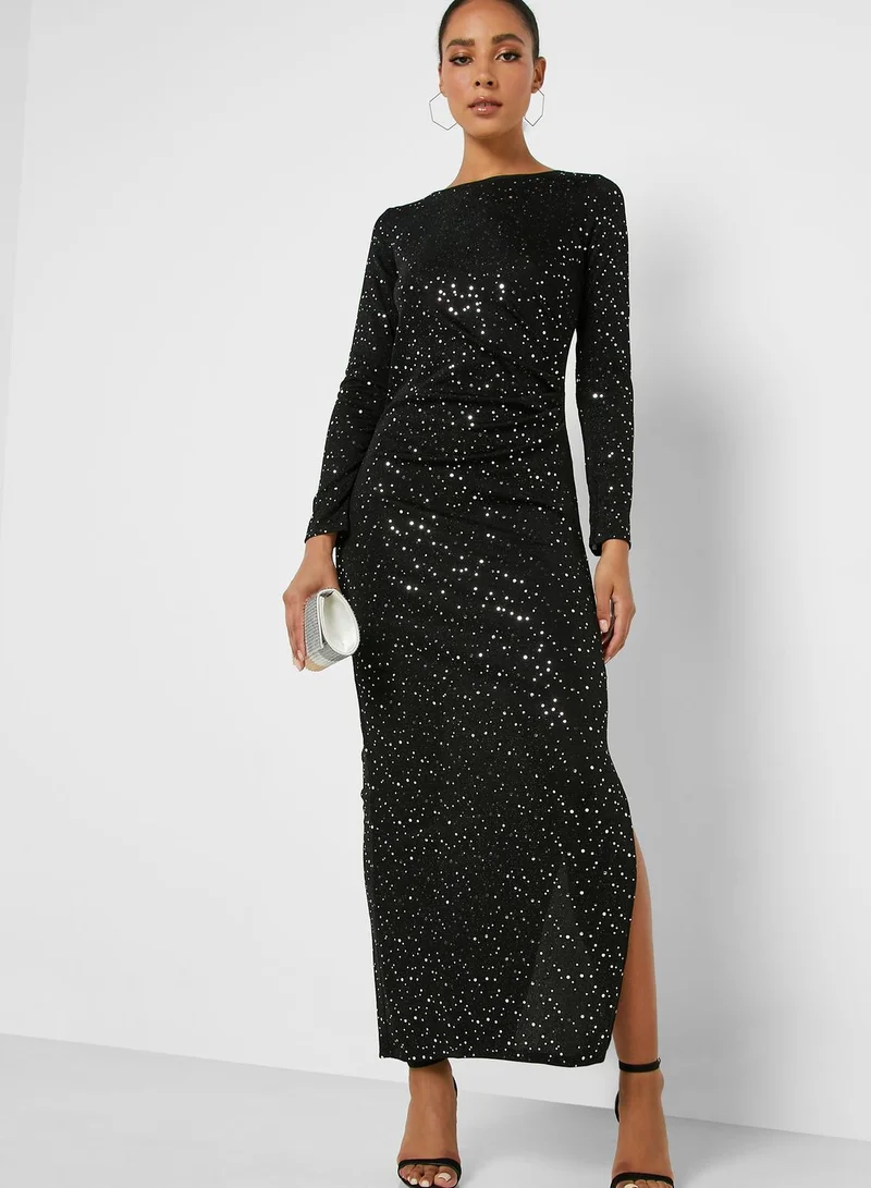 Wallis Front Split Sequin Dress