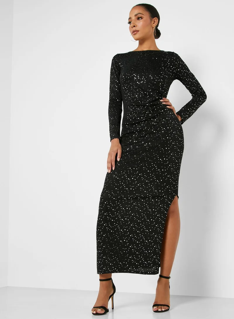 Wallis Front Split Sequin Dress