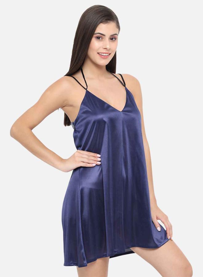 Take Two Solid V Neck Strappy Satin Babydoll By KLAMOTTEN - Image 5