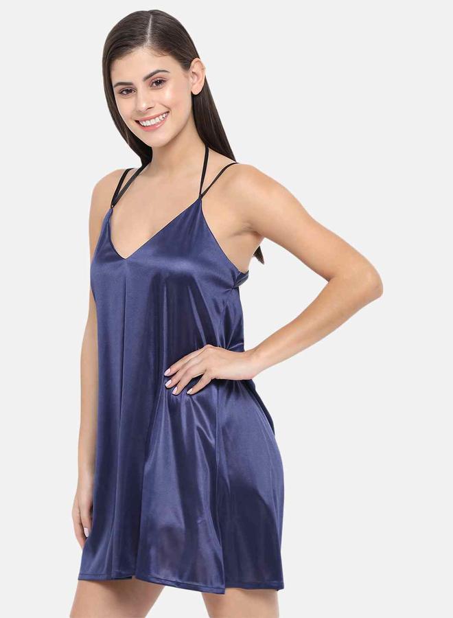 Take Two Solid V Neck Strappy Satin Babydoll By KLAMOTTEN - Image 4