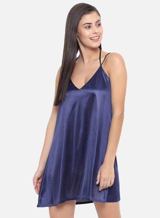 Take Two Solid V Neck Strappy Satin Babydoll By KLAMOTTEN - Image 2