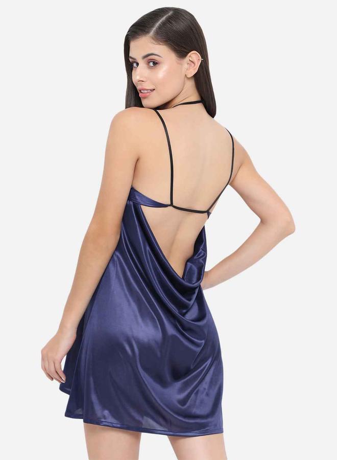 Take Two Solid V Neck Strappy Satin Babydoll By KLAMOTTEN - Image 1