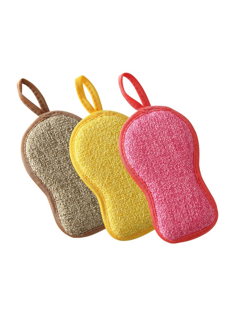Generic - Microfiber dishwashing sponge double-sided thick absorbent kitchen dishcloth dishwashing brush pot artifact sponge wipe wholesale 1.5cm-edging sunny doll lanyard (monochrome/multicolor random) - Image 1