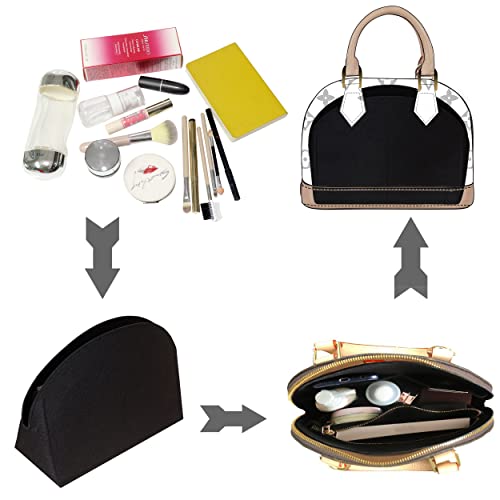 Soyizom Felt Purse Organizer Purse Insert Fits Alma BB PM Insert Tote Organizer for Women Purse Liner Purse in Purse(PM,Black) - Image 4