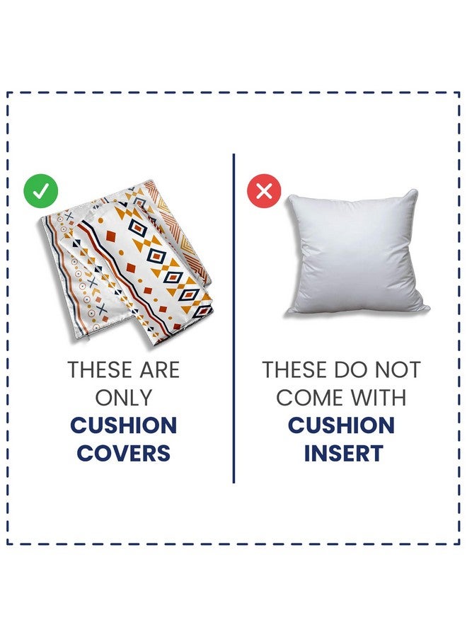 Urban Space Decorative Cotton Cushion Cover Set of 3, 16 inch x 16 inch Cushion Covers for Sofa, Bedroom, Living Room (Orange, Cushion Cover 40cm x 40cm, Set of 3) - Image 3