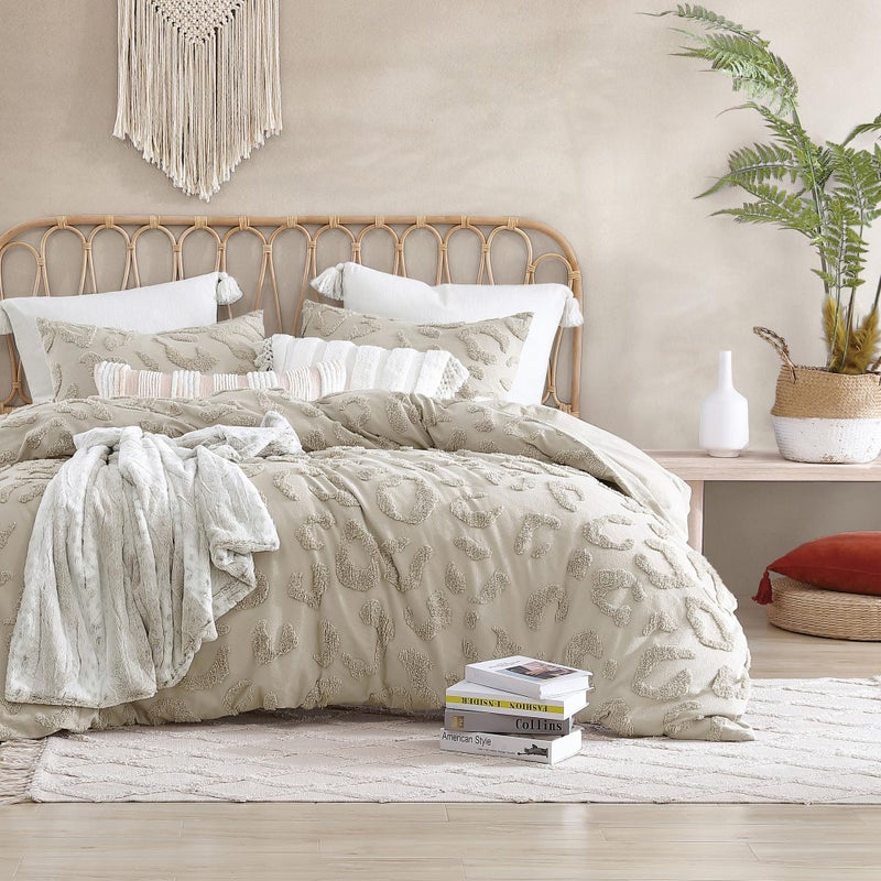 Peri Home Chenille Leopard 100 Cotton 3Piece Duvet Cover Sham Set FullQueen Linen - Image 2