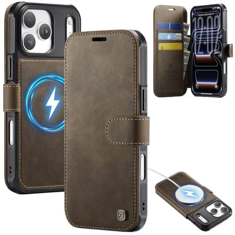 غطاء واقي بTPU باللون بني بوظيفة حامل من مادة TPU لـ iPhone 17 / 17 Air / 17 Pro / 17 Pro Max مع حامل قائم وحامل بطاقات مع مقاوم للصدمات مع حماية من السقوط للاستخدام المتكرر - Image 5