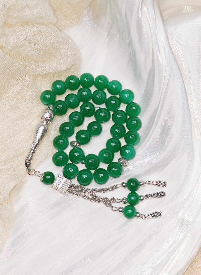 10mm 33-piece glass prayer beads with a skylight, handcrafted - Image 1