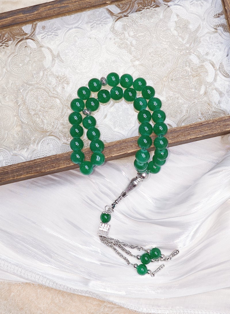 10mm 33-piece glass prayer beads with a skylight, handcrafted - Image 2