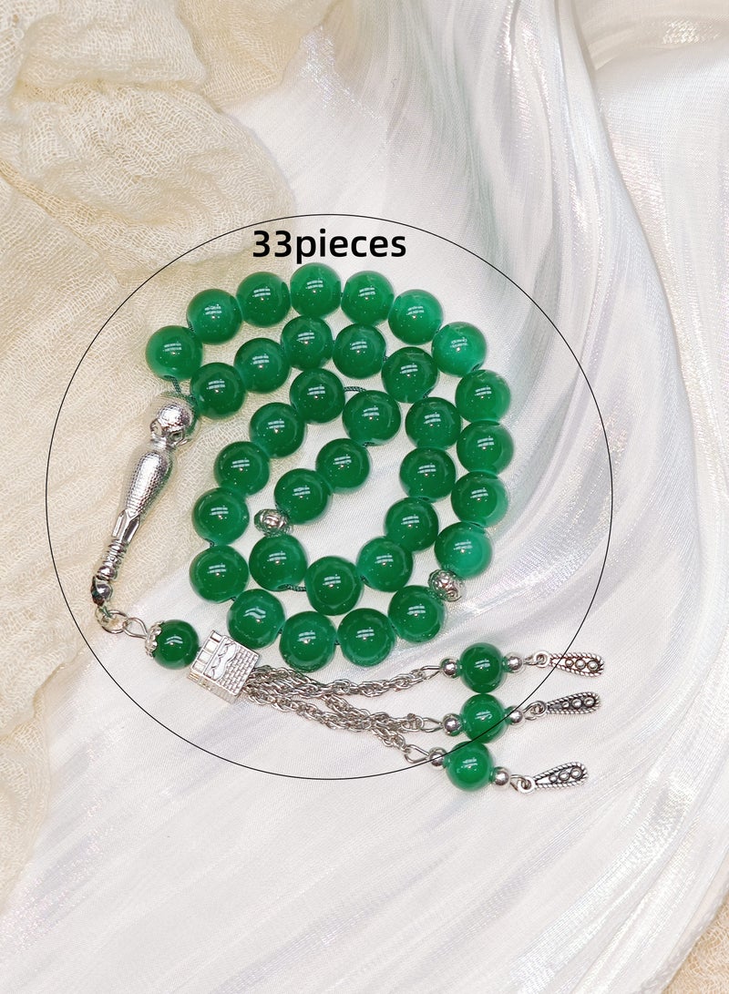 10mm 33-piece glass prayer beads with a skylight, handcrafted - Image 3