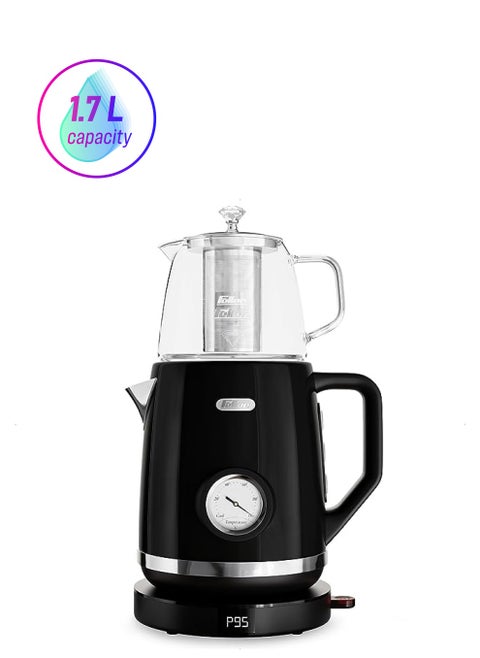 Germany, Retro Style 1.7L 2-in-1 Stainless Steel Tea Maker+Kettle, 2200W, 85/95/100°C Adjustable Touch-Sensitive Temp Setting,LED Display