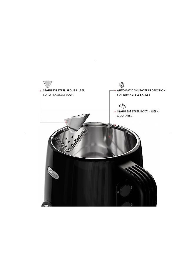 Feller - Germany, Retro Style 1.7L 2-in-1 Stainless Steel Tea Maker+Kettle, 2200W, 85/95/100°C Adjustable Touch-Sensitive Temp Setting,LED Display - Image 1