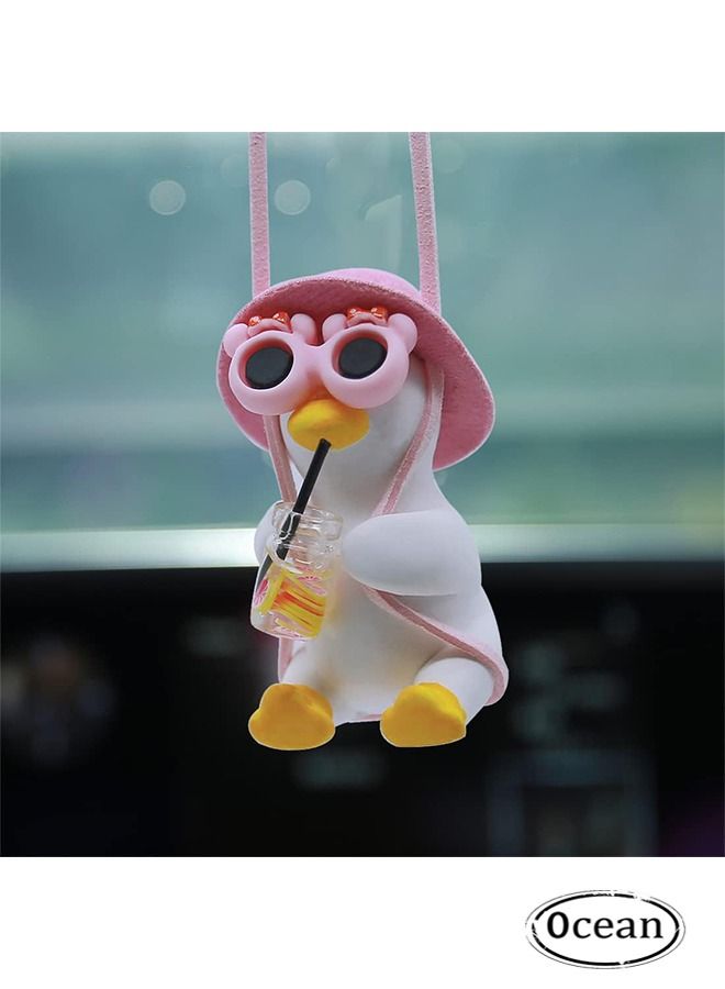 general Cool Swinging Duck Car Hanging Ornament, Pendant for Interior Rearview Mirror Decoration, and Car Rear View Mirror Hanging Accessories - Image 1